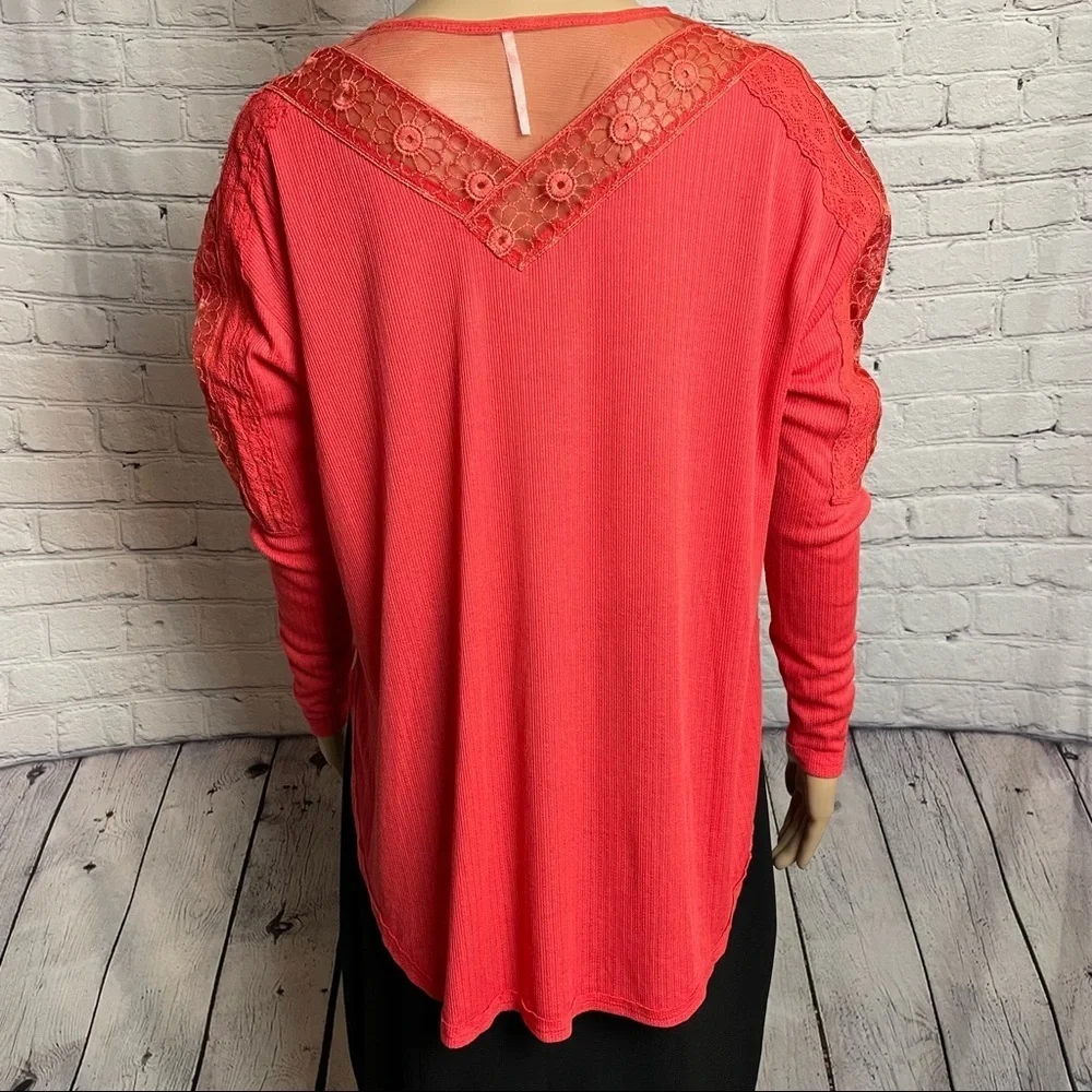 NWT New Free People Lola Lace Trim V-Neck Top Size XS